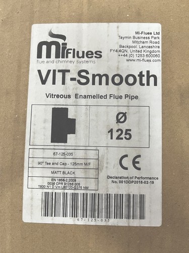 Vitreous enamel tee cap - tee/cap, flue